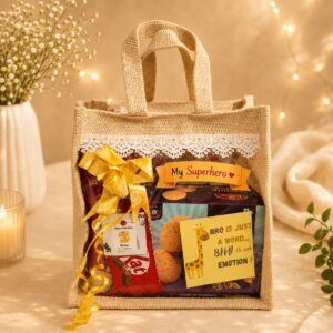 Superhero Rakhi Gift Bag | Jute Gift Hamper for Brother