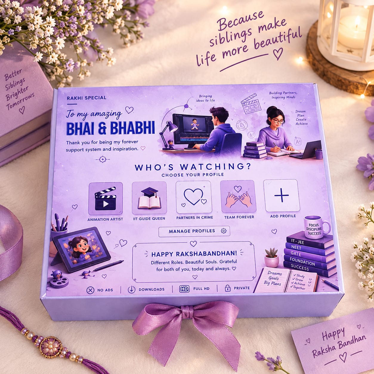 Bhai Bhabhi Rakhi Gift Box by Thegiftoholic